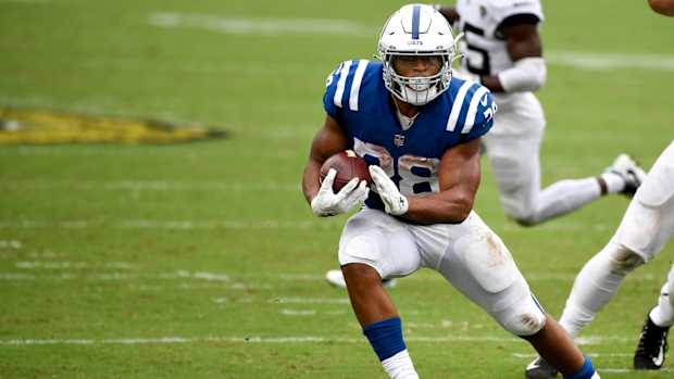 Indianapolis Colts rookie running back Jonathan Taylor needs 84 rushing yards on Sunday to reach 1,000 this season.
